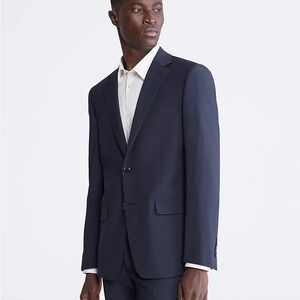 Calvin Klein Skinny Fit Navy Suit Jacket Men's Two-Button Suit Blazer 46 Long